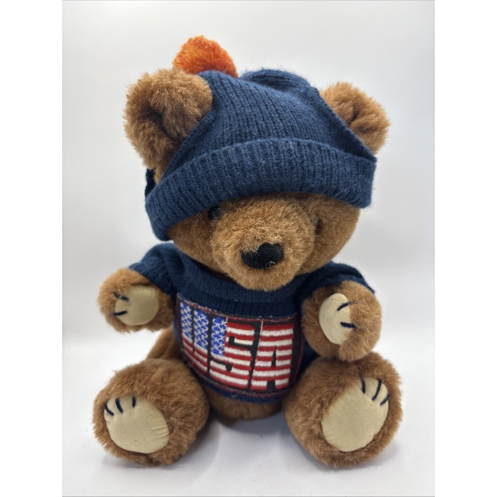 Vintage 1981 Dakin Plush Teddy Bear 11" Stuffed Collectible Toy USA Blue Sweater